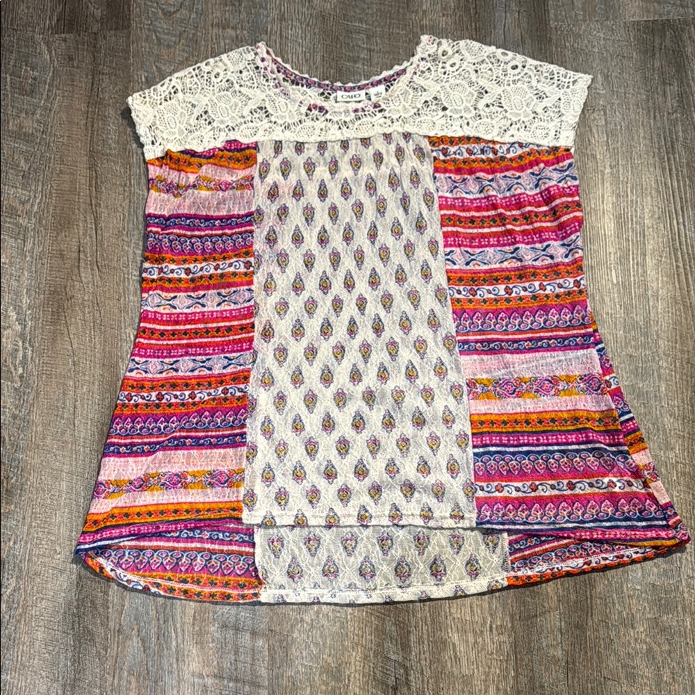 Cato Colorful Lace Accent Blouse